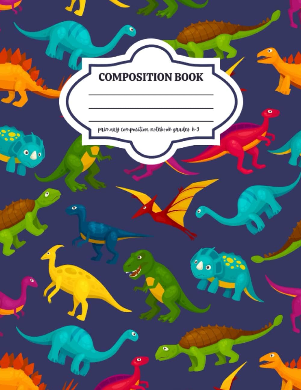 Primary composition notebooks for kindergarten with drawing space: Dino notebook