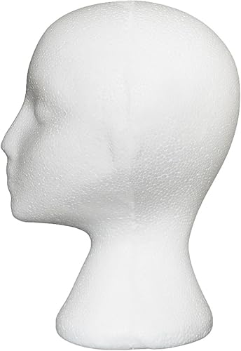 Miniatura 2 de Maniquí de espuma, modelo de cabeza femenina, peluca, sombrero, maniquí de espuma, color blanco (gris)