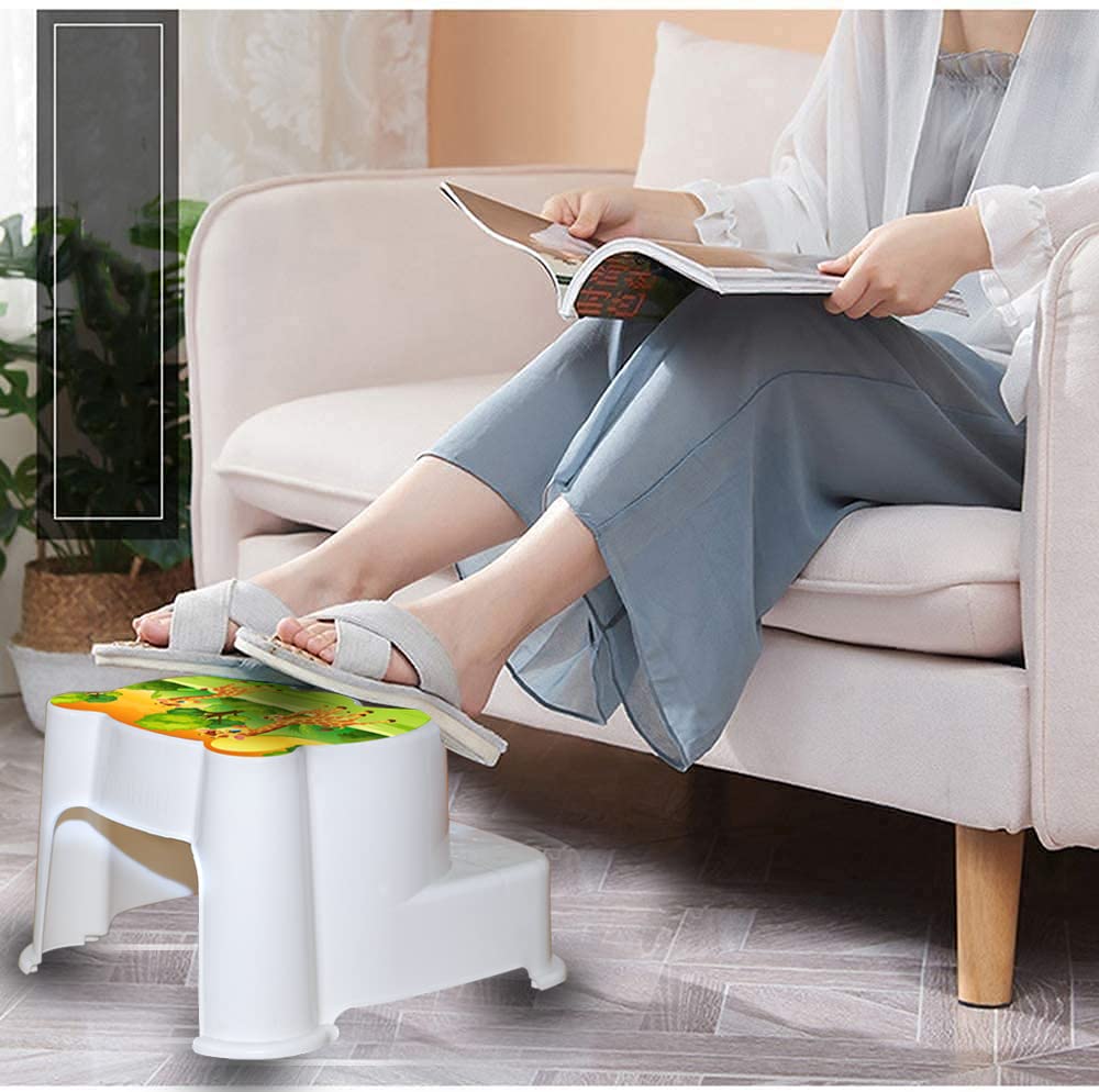 Techhark® Kids Toilet Training Set with Step Stool and Potty Seat, Safari Giraffe Design, White - Image 6 thumbnail