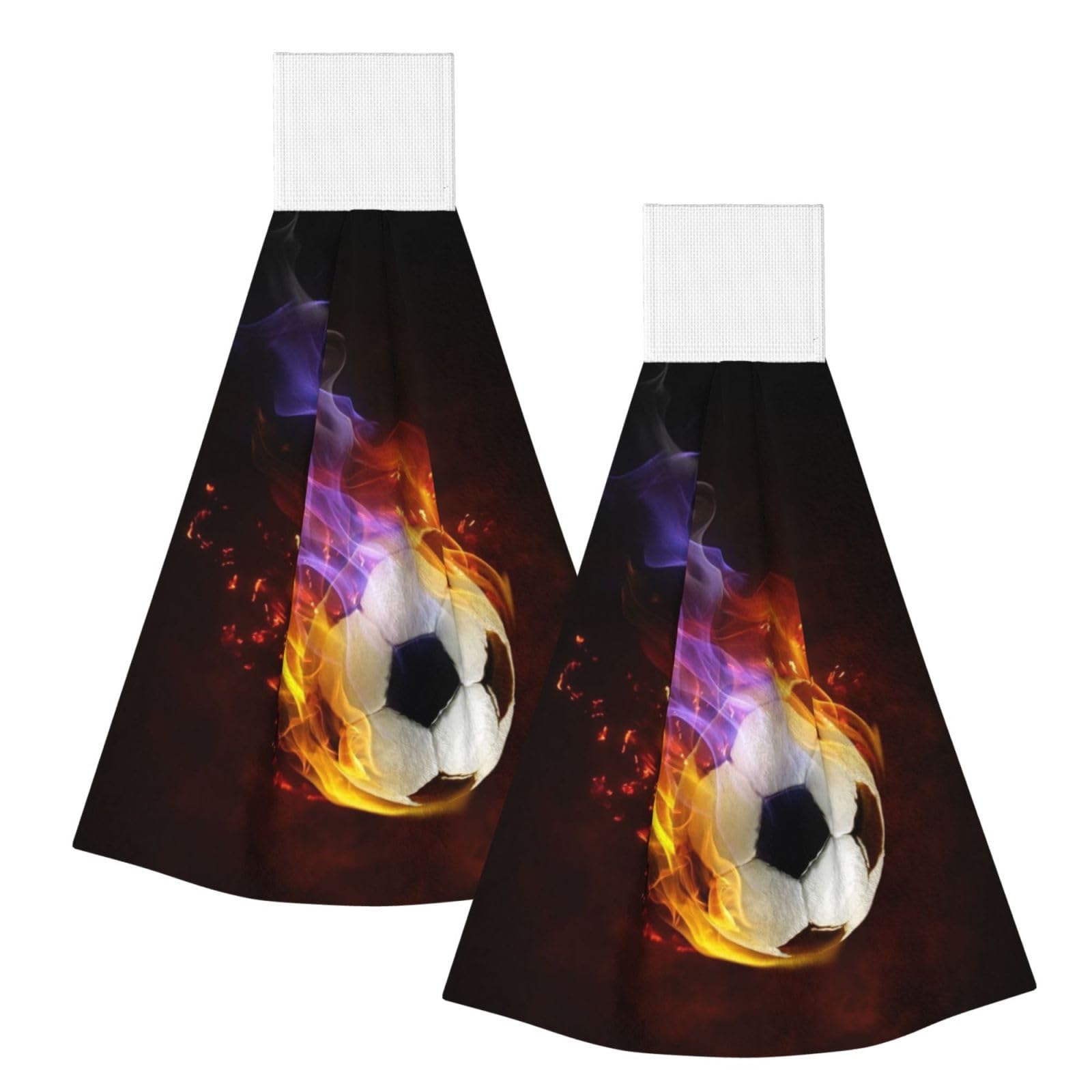 DOPKLNA Fire Football, 2 Pcs Hanging Coral Fiber Hand Towels for Bathroom, Absorbent Kitchen Towels