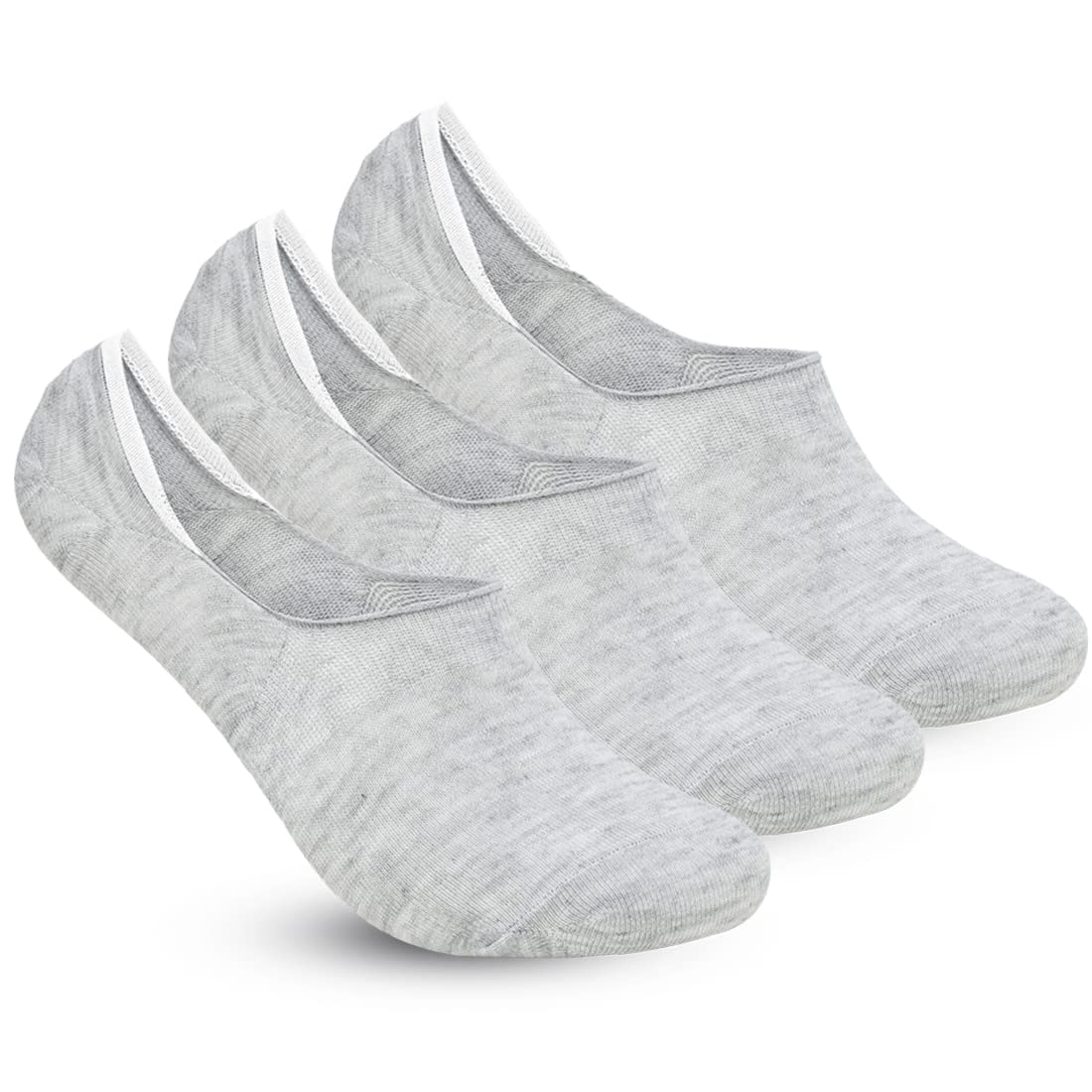 xjarvis 3 Pairs No Show Low Cut Loafer Unisex Socks for Men & Women with Combed Cotton for Sports, Running & Hiking Pack of 3 (Free Size),Grey-picture-10