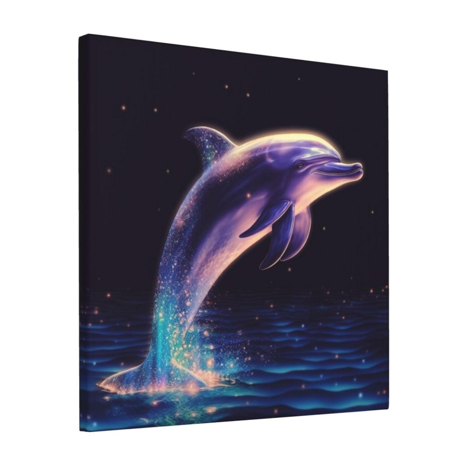 FodPand glitter dolphin Canvas Wall Art for Living Room Wall Decor 12"x12" Modern Artwork Painting Pictures Hanging Canvas Prints Aesthetic Wall Art for Bedroom Bathroom Office Wallart Decor