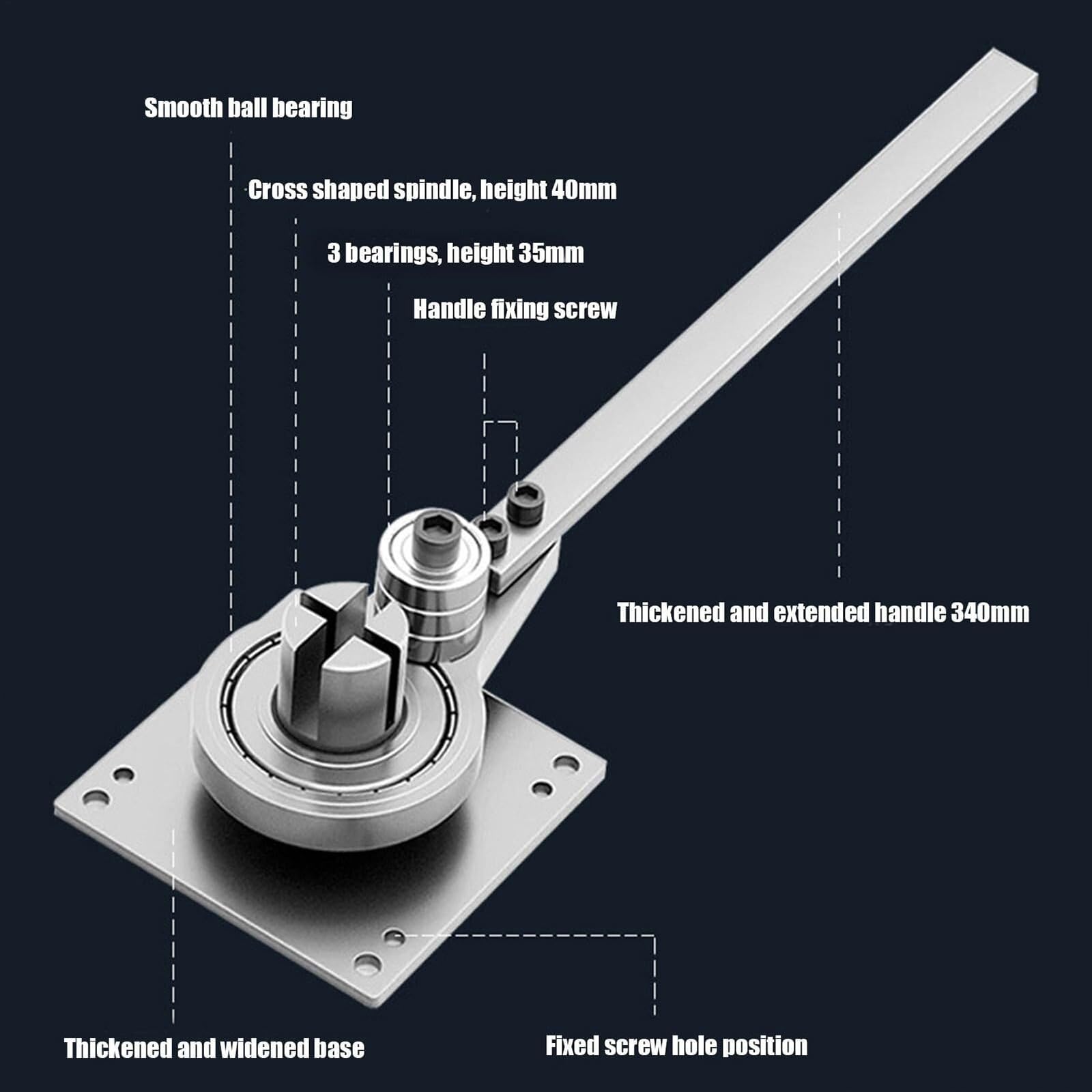 Dobladora manual de metal, dobladora de acero de mano resistente con 2 rodamientos, formadora de tiras portátil para alambre de cobre y hierro y aluminio (1-8,5 mm)