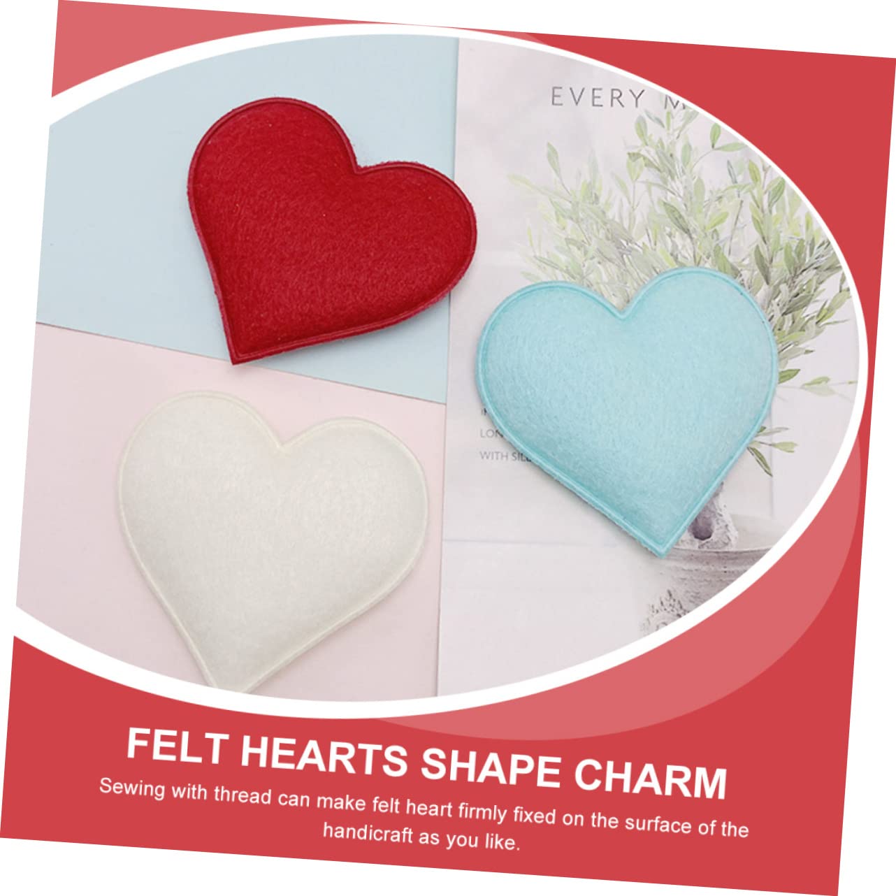 VILLCASE Lot De 4 Jolies Décorations En Feutre Notes Tendance Appliques En Forme De Cœur En Feutre Rouge Pour Créatifs Et Épingles À Cheveux 30 Pièces X 4