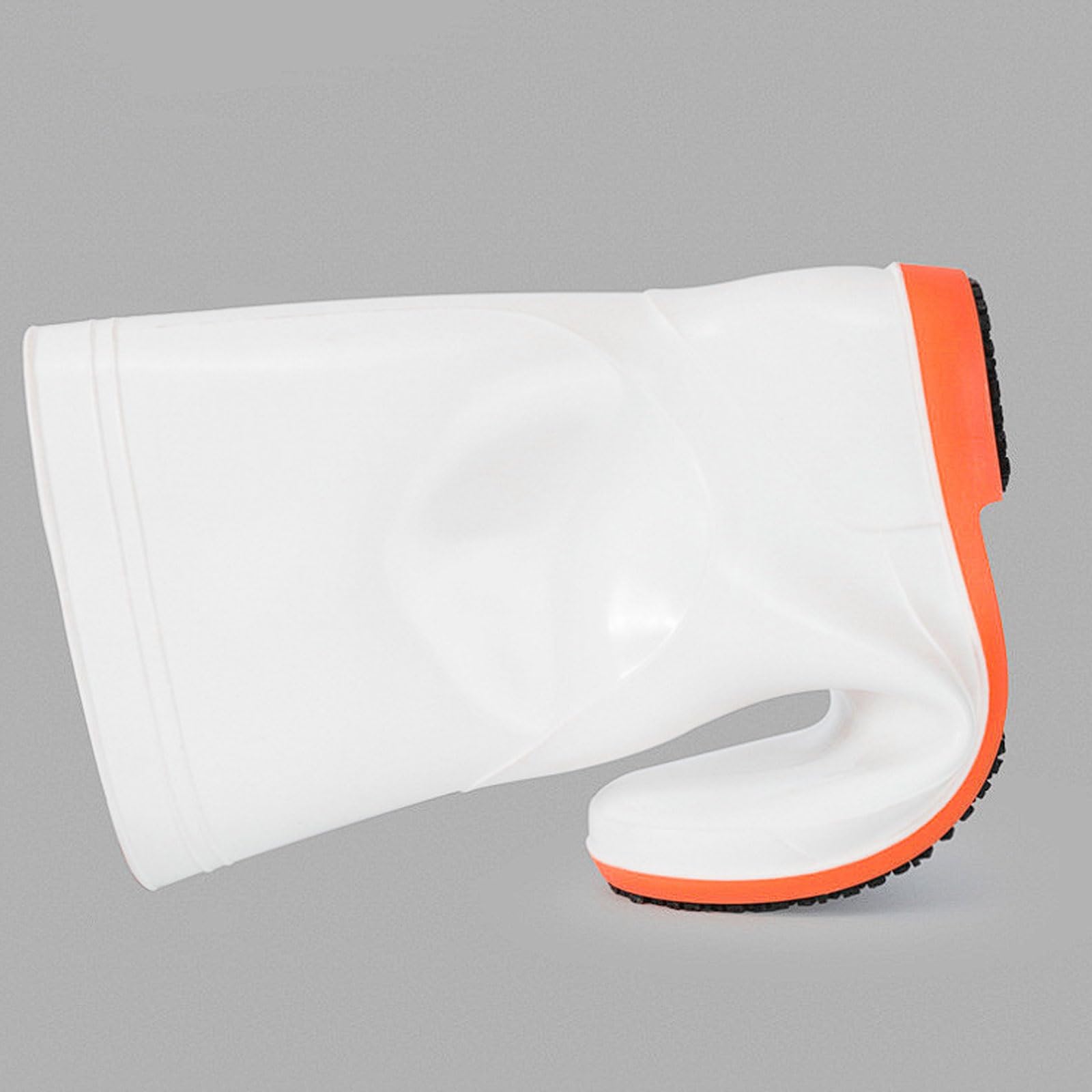 Bottes de Pluie mi-Mollet en PVC for Le Travail Cuisine, Semelles Cuir Vache Super antidérapantes, Chaussures sécurité Respirantes Blanches et Oranges