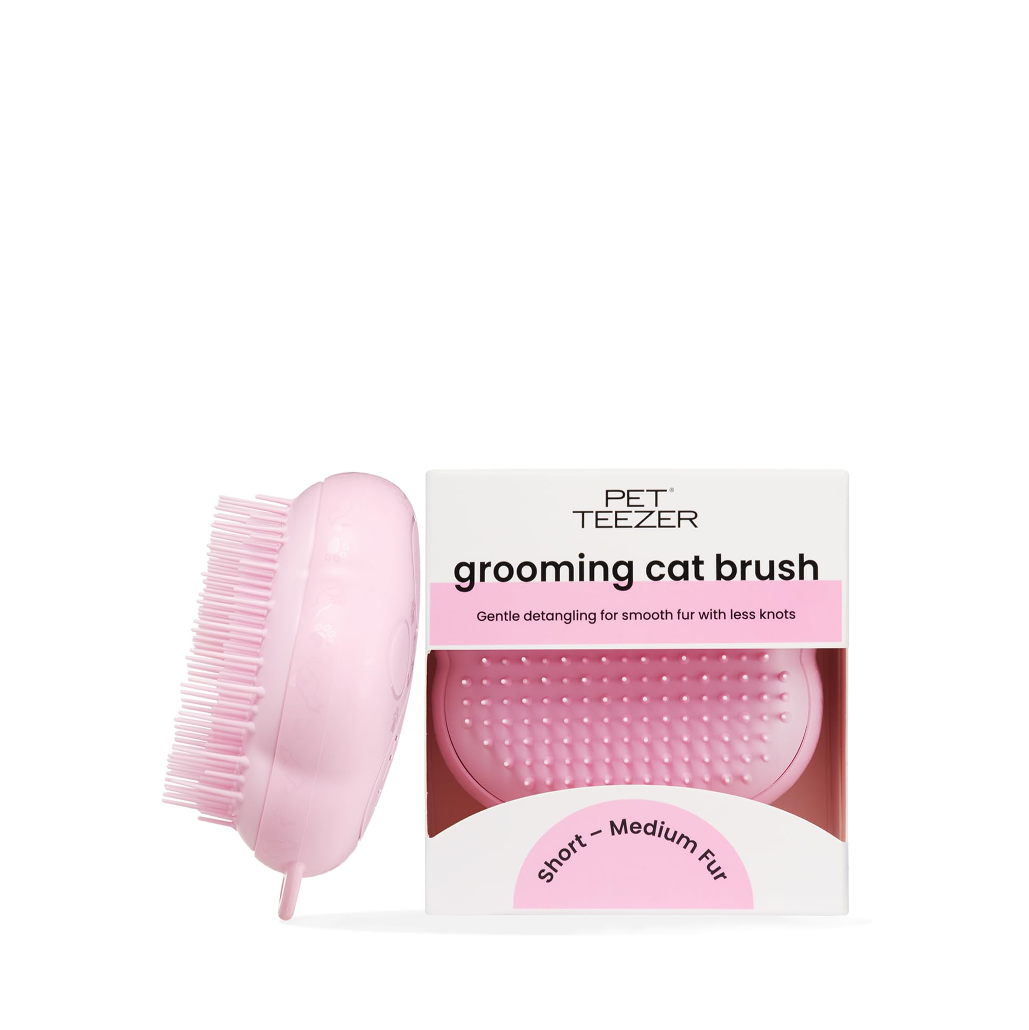Tangle Teezer Pet Teezer Brush - Cepillo para Gatos de Pelo Corto a Medio - Cepillo con Tecnología de Dos Niveles para Desenredar, Suavizar y Aportar Brillo al Pelaje - Rosa