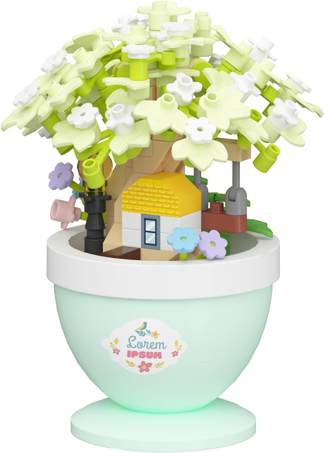 Crabapple Grace Mini Bonsai Tree Micro Building Set Building Toy Plant Cherry Tree Flower Collection Decor for Home Desk Greenery Decoration Building Blocks DIY Creative Gifts