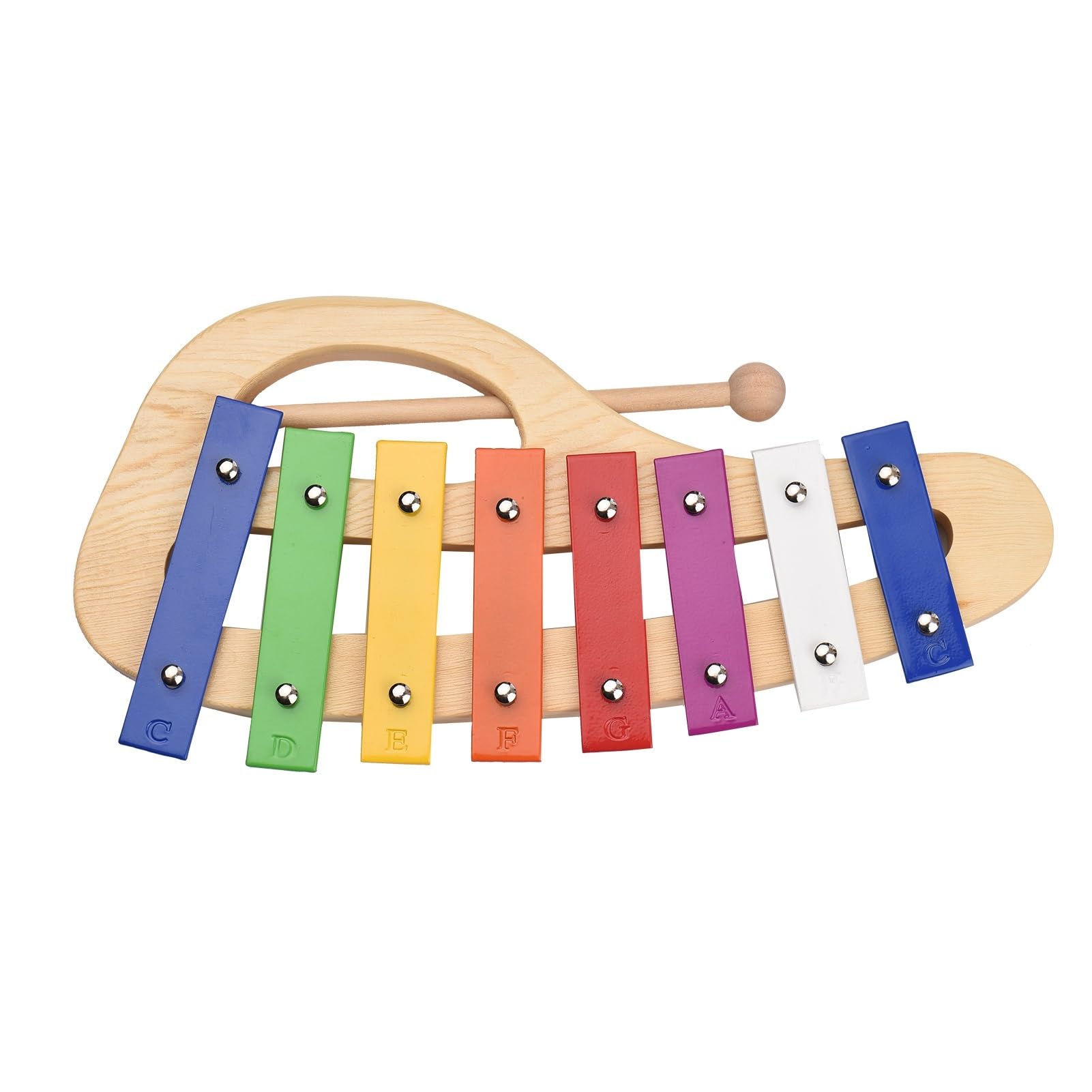 xilofono ​Legno Xilofono in Legno di Pino A 8 Note Glockenspiel Piastra in Alluminio Colorato da 3 Mm con Manico Martello in Legno Percussioni Squisite