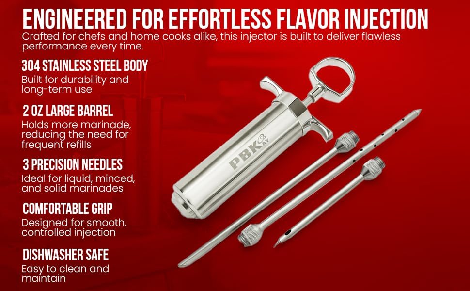 Heavy Duty Meat Injector 304 Stainless Steel - Seasoning Injector - Marinade Injector Syringe Includes 3 Needles [New and Improved 2025] - Image 4