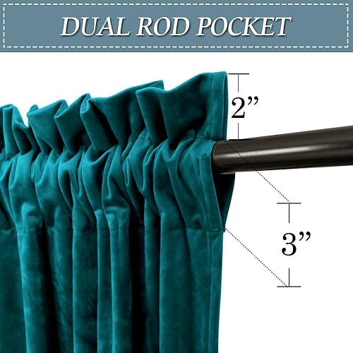 Miniatura 10 de Cortinas Rtb Home opacas, de terciopelo, para ventana, con dos bolsillos para barra, ancho 52 pulgadas, se vende como 2 paneles