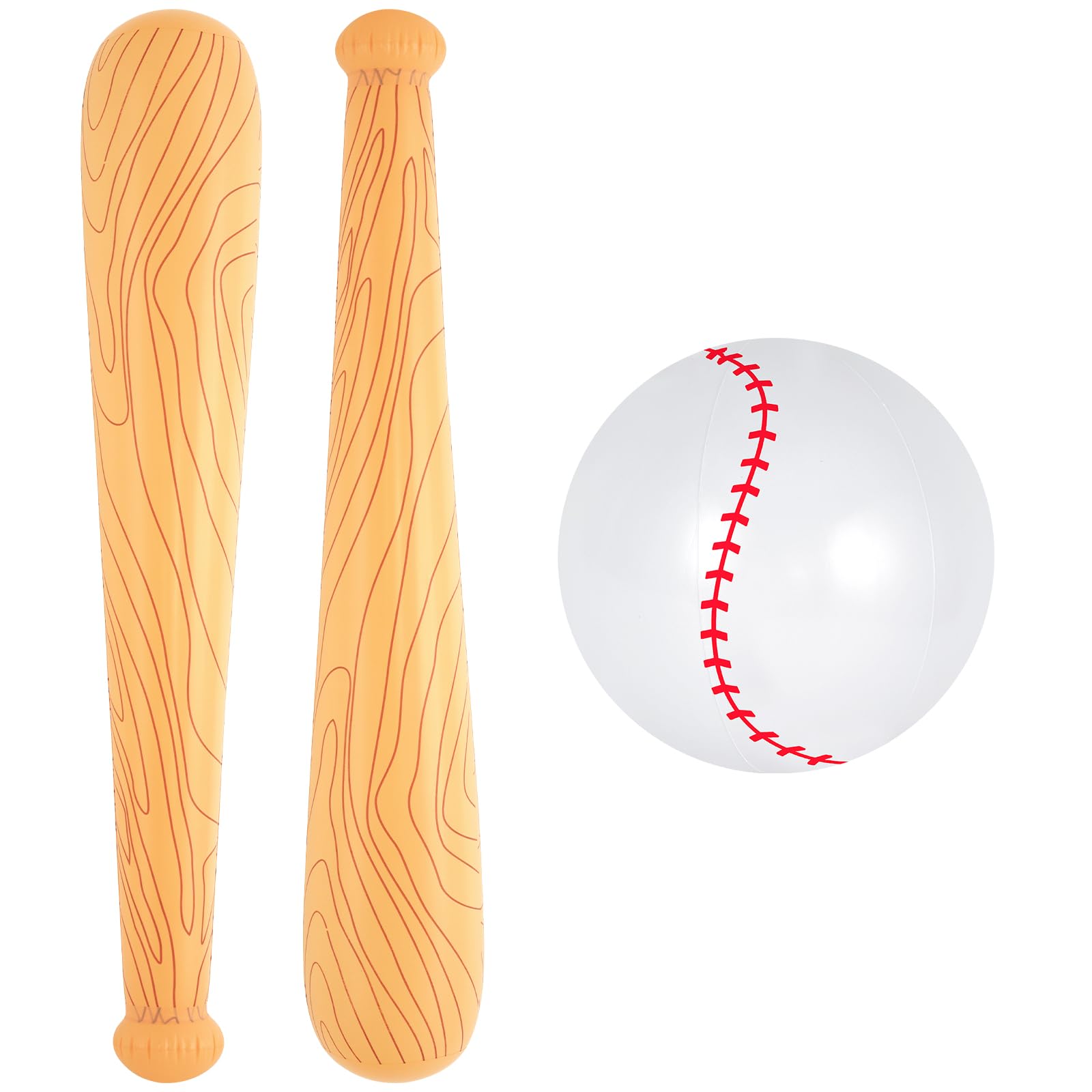Juego de béisbol inflable de 3 piezas, pelota de playa de 11 pulgadas y bate inflable de 30 pulgadas, decoración de fiesta de playa para niños (amarillo)