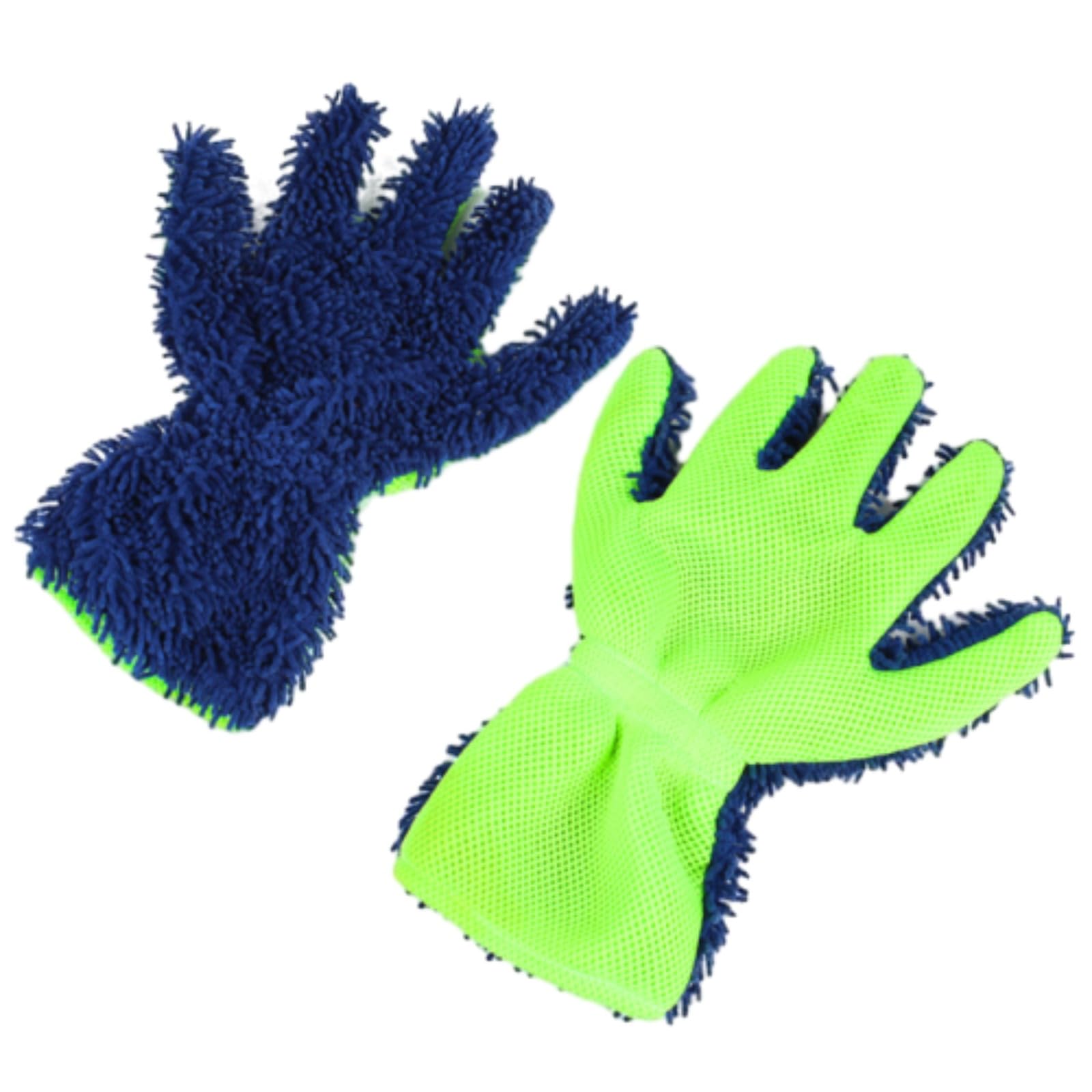Moedweuo 5 Finger Car Wash Gloves, 3Pcs Microfiber Chenille Car Cleaning Mitt, Scratch-Free Automotive Detailing Wash & Dry Towel Glove for Cars, Trucks and SUVs