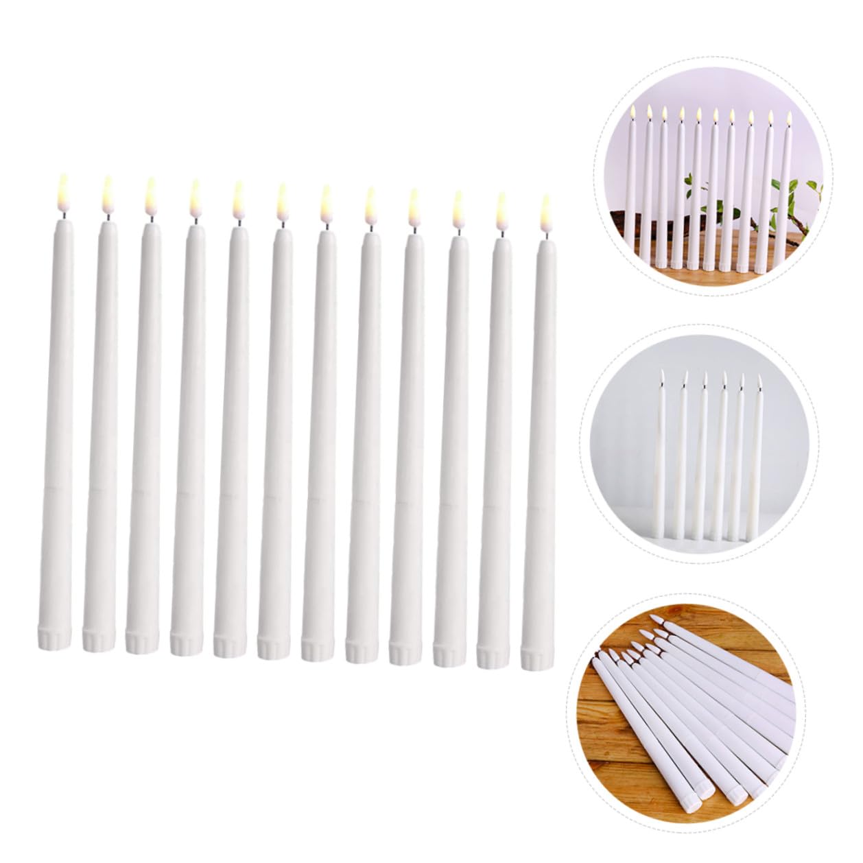12 Stück LED Kerzenlichter mit Langem Stab Warmweiß Flackernd Elektronische Dekorative Kerzenleuchte für Halloween Hochzeit und Party