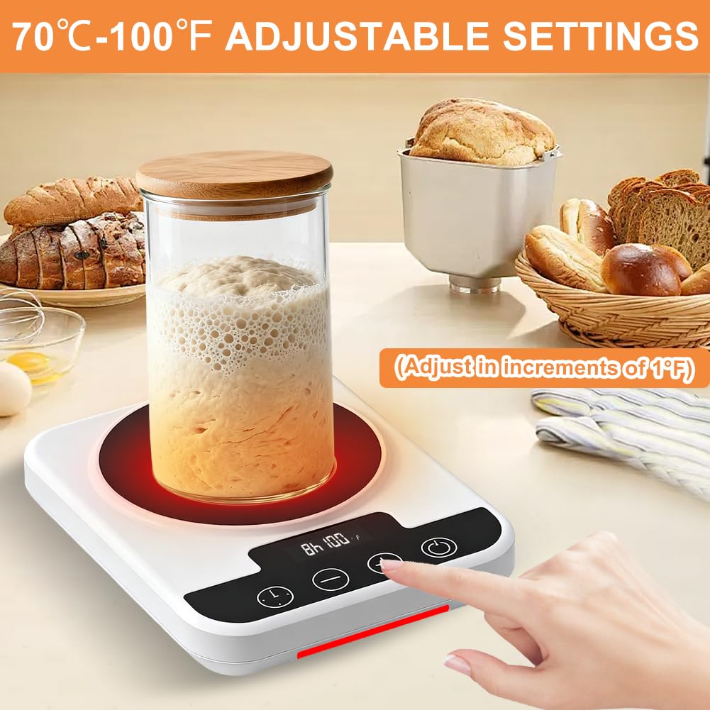 Chauffe-levain, contrôle précis de la température 1 °C (21-38 °C), tapis chauffant avec minuterie de 12 heures et fonction mémoire, chauffage au levain, idéal pour la cuisson du pain et