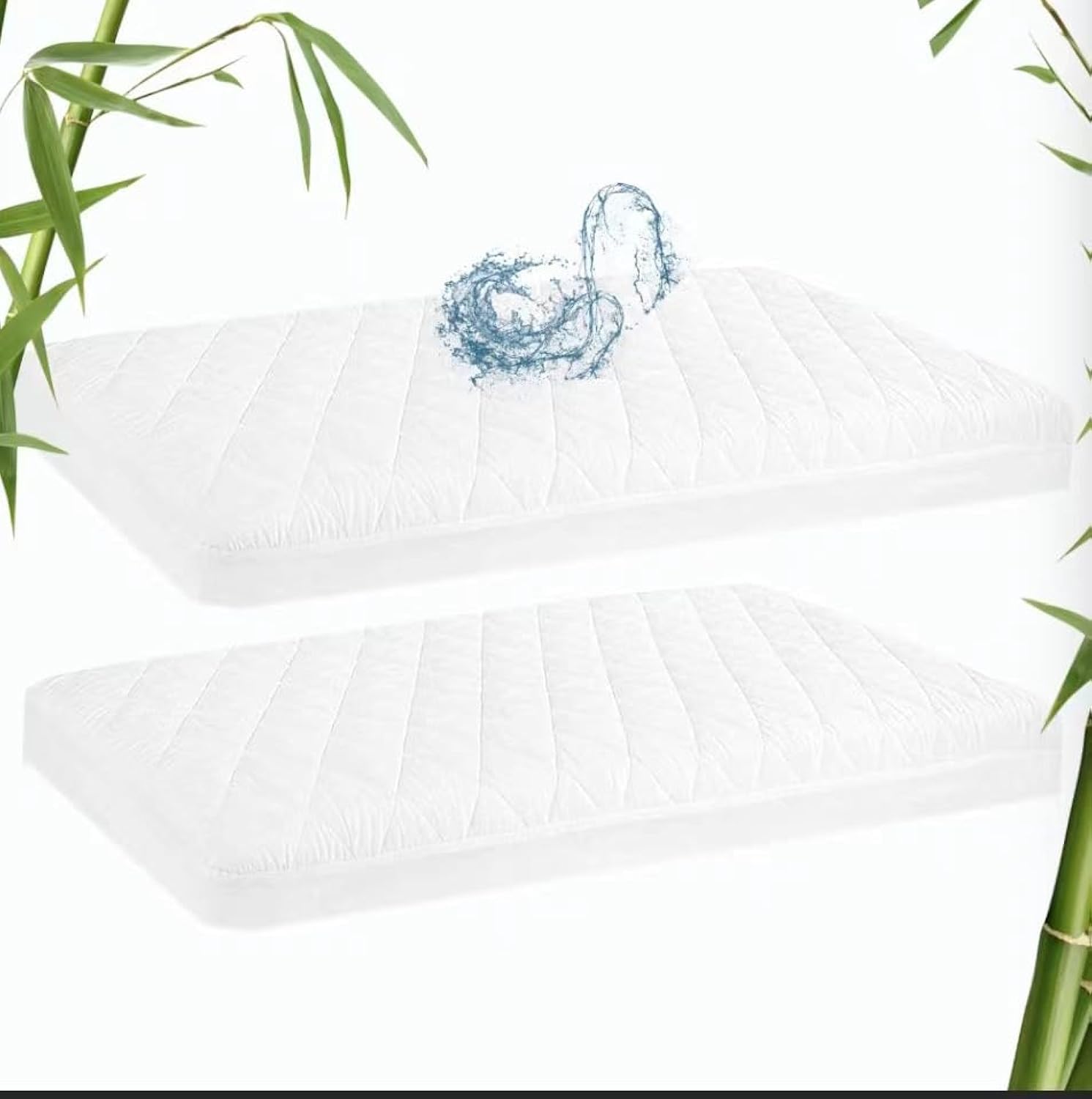 Waterproof Bassinet Mattres Pad Cover Fits 33x20 Baby Delight, Mika Micky, KoolaBaby, Dream On Me, ANGELBLISS and Bedside Sleeper Mattress, 2 Pack, Ultra Soft Viscose Made from Bamboo Surface