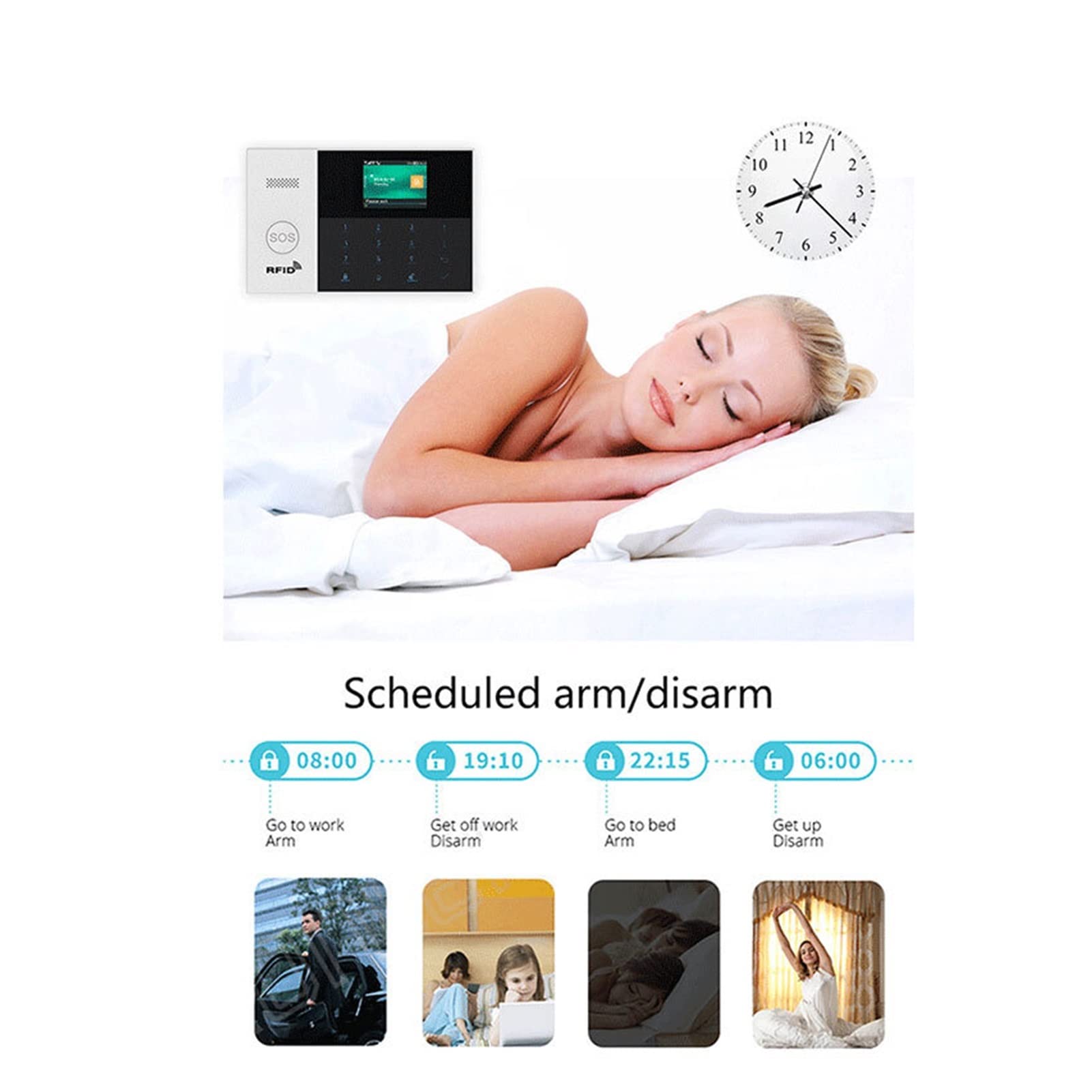 Wifi gsm Sistema de alarma de seguridad 433MHz App Control LCD Tocar con Pir Detectores de sensores Kit de sistema de alarma for el hogar inalámbrico(Set-H)