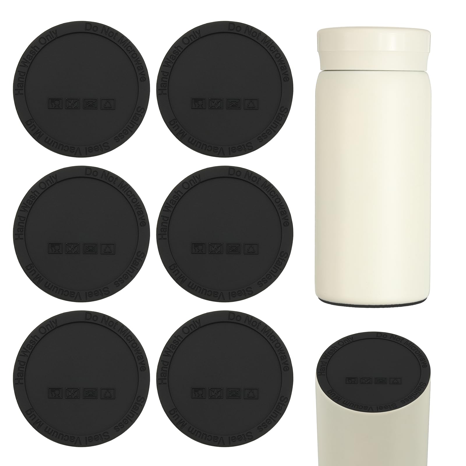 sourcing map 6 Pcs Silicone Bottoms for Sublimation Tumblers, 2.3" Tumbler Silicone Protective Anti-Slip Bottoms with Adhesive for Wine Tumbler Skinny Straight Tumblers, Black