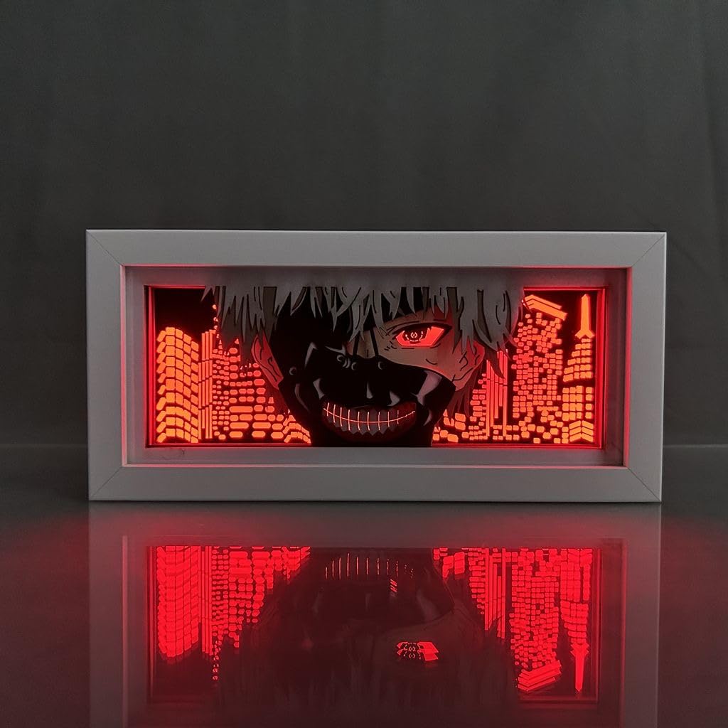 Xinchangda Tokyo Ghoul Lamp Light Box Anime Kaneki Ken LED Night Light Paper Sculpture Night Lamp Tokyo Ghoul Figure Bedroom Decorations Gifts