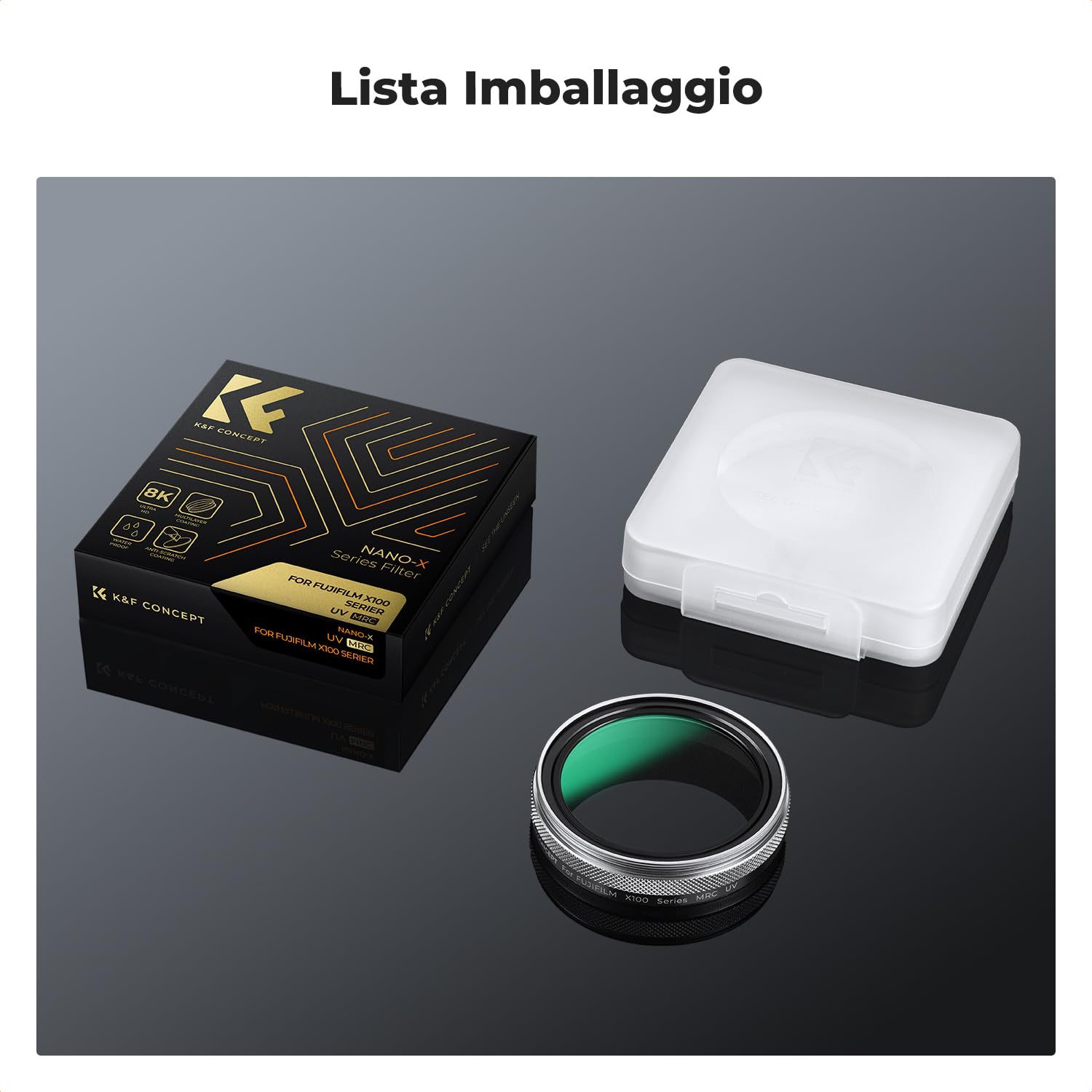 K&F CONCEPT Nano-Xcel Filtro di Protezione UV compatibile con Fujifilm X100 Serie, Filtro MCUV con 28 Strati di Rivestimento Nano Compatibile con Fujifilm X100 X100S X100F X100T X100V X100VI(Argento)
