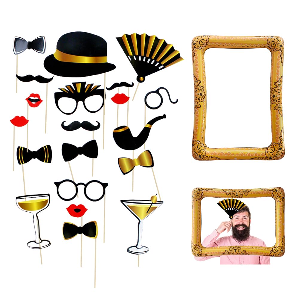 Set 24 Accessori Photo Booth A Tema Circo – Cornici Per Selfie E Bastoncini Per Feste E Carnevale