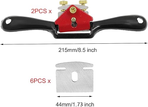 Miniatura 4 de 2 radios ajustables de 8.5 pulgadas con base plana y 5 cuchillas de repuesto de 2 pulgadas, cepilladoras manuales de metal, herramientas manuales de