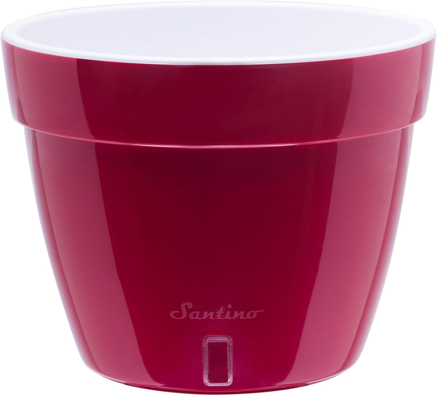 DECOPOTS - 3 Pack - Self Watering Planter - Modern Flower Pot with Water Level Indicator - 7.1" Tall - for All House Plants, Flowers, Herbs (Diameter 9.2", Red - Pearl/White)