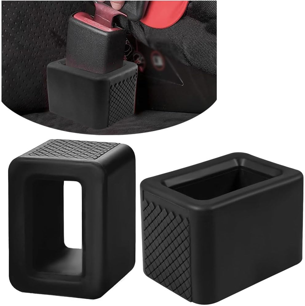2 PCS Seat Belt Buckle Holder, Silicone Auto Rear Seatbelt Buckle Booster, Easy Access Seat Belt Buckle Safety Cover for Kids, Car Seatbelt Holder Makes Receptacle Upright Buckling (Black)