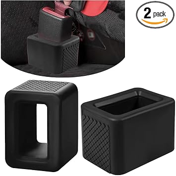 2 PCS Seat Belt Buckle Holder, Silicone Auto Rear Seatbelt Buckle Booster, Easy Access Seat Belt Buckle Safety Cover for Kids, Car Seatbelt Holder Makes Receptacle Upright Buckling Black