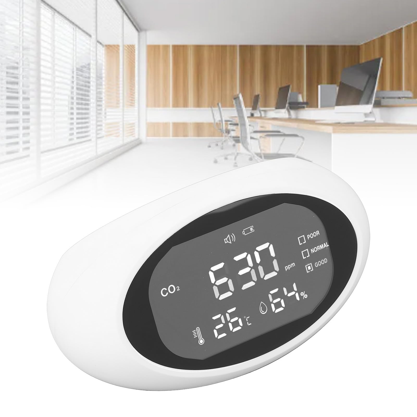 Detector de CO2, Medidor de CO2 con Pantalla LCD HD de Alta Precisión, Detector de Dióxido de Carbono Portátil Recargable