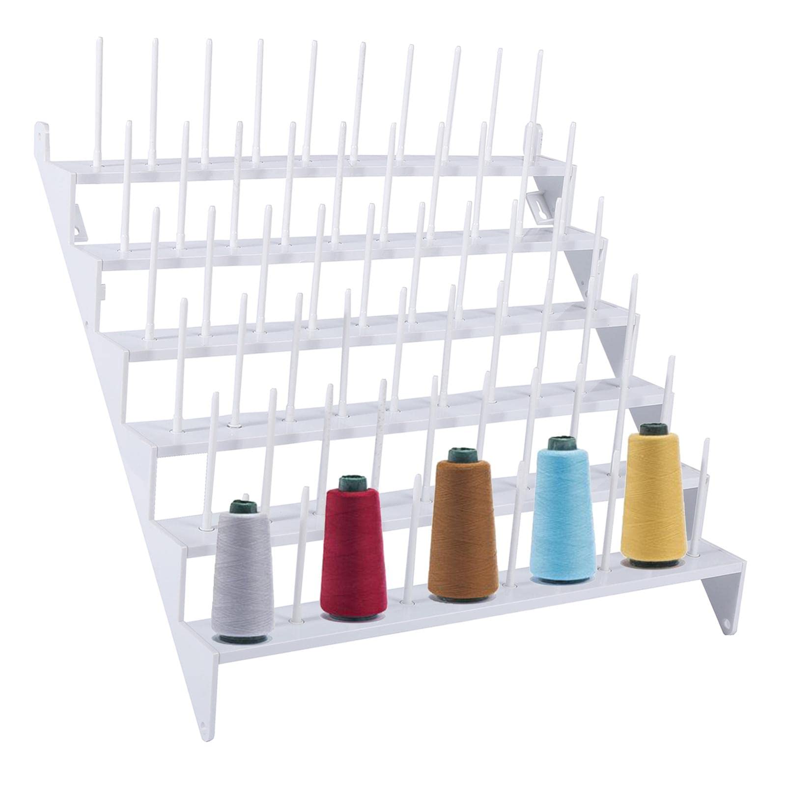 Organizador de Riel para Soporte para Carretes Estantería de Plástico Multifuncción para Bobinas de Costura Capacidad para 60 Carretes, de Montaje en Pared, Individual