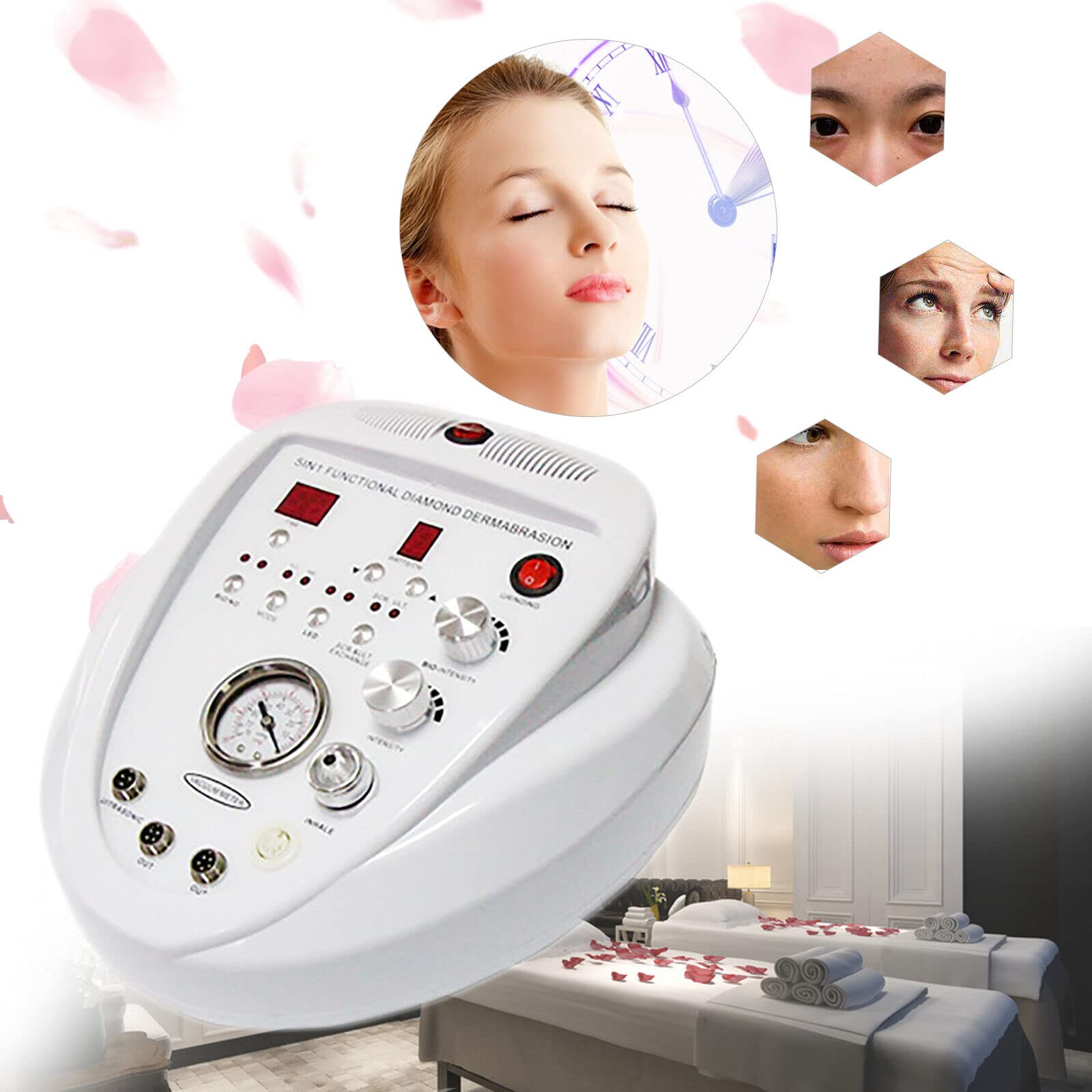 Urządzenie do mikrodermabrazji, 5 w 1, profesjonalne urządzenie do dermabrazji diamentowej, urządzenie do odmładzania skóry, 220 V, do leczenia zmarszczek, wyposażenie kosmetyczne