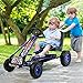 Costzon Go Kart for Kids, 4 Wheel Off-Road Pedal Go Cart w/Adjustable Seat, Steering Wheel, 2 Safety Brakes, EVA Rubber Tires, Ride-On Toys for Boys & Girls, Outdoor Racer Ride On Pedal Car (Blue)
