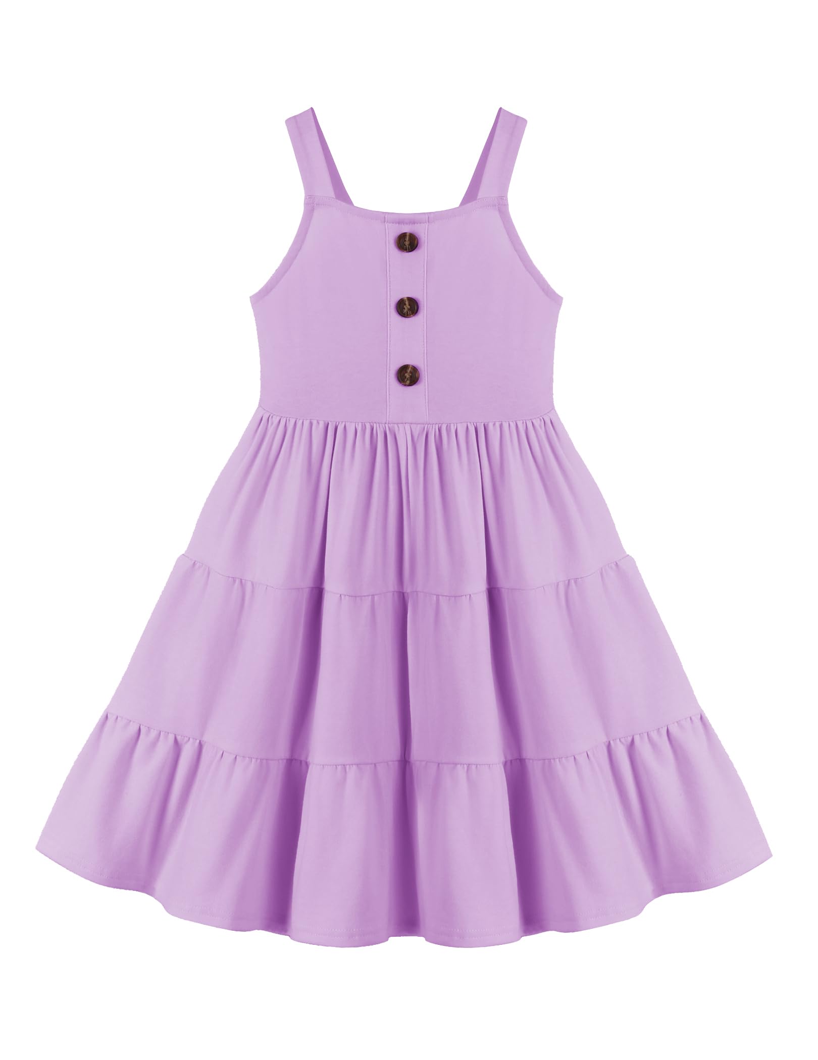 Arshiner Toddler Girl Summer Dresses Casual Sleeveless Button Down Swing Flowy Tiered Midi Sundress with Pockets