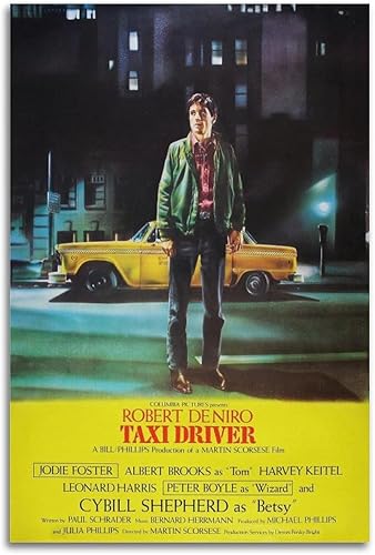Póster de lienzo de película de taxista y póster de álbum de música, pintura de pared, estética, decoración de habitación, 12 x 18 pulgadas (11.8 x