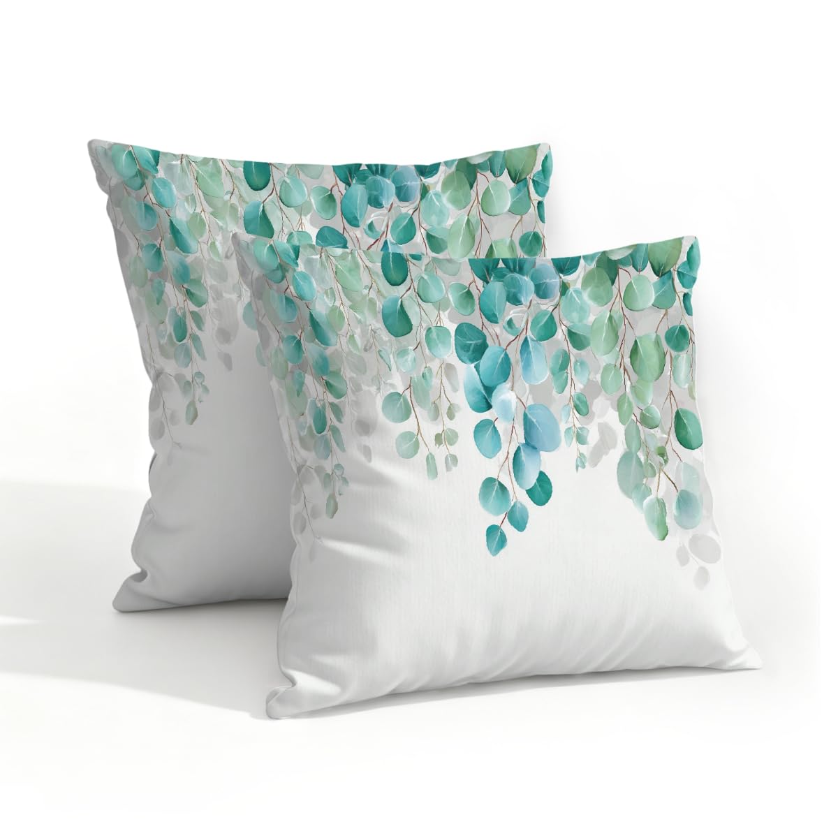 Outdoor Pillow Covers Waterproof Pillowcases 18x18Inch Set of 2 Watercolor Sage Green Hanging Eucalyptus Leaves Decorative Throw Cushion Case for Couch Sofa Garden Patio Furniture