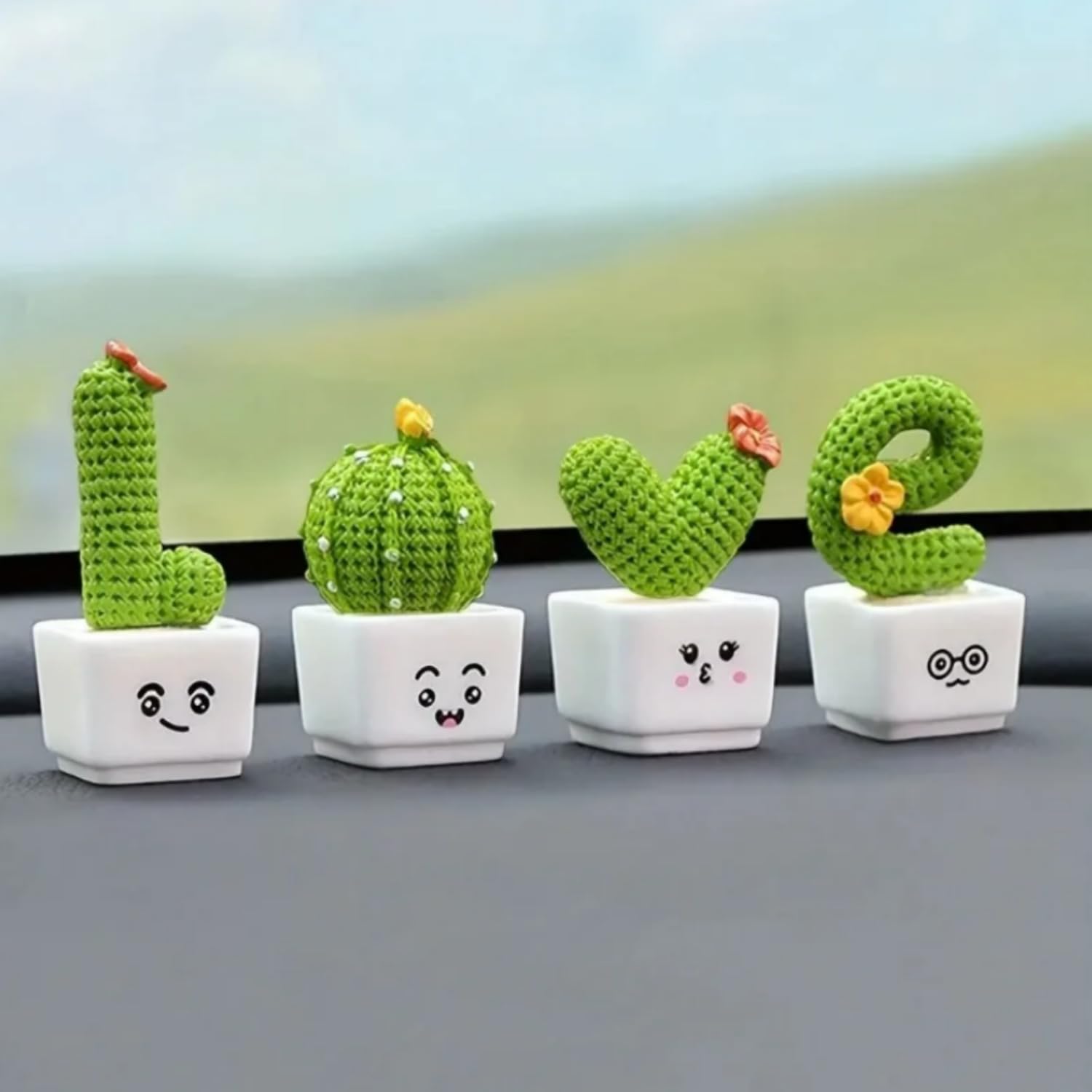 SKEIDO 1 Set/4pcs Resin Succulent Cactus Mini Green Plant Car Office Home Living Room Crafts Home Decoration Fairy Garden Fairy Garden