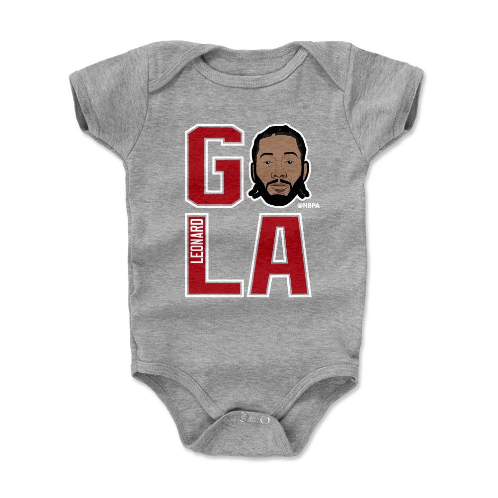500 LEVEL Kawhi Leonard Baby Infant One Piece Bodysuit (3-6 Months, Heather Gray) - Kawhi Leonard GO LA R WHT