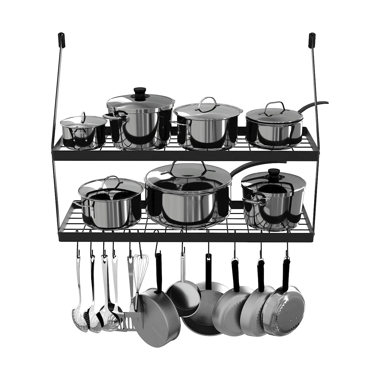 KES 30-Inch Pot Rack 2 Tier Pan Rack for Kitchen Wall Mounted Pot ...