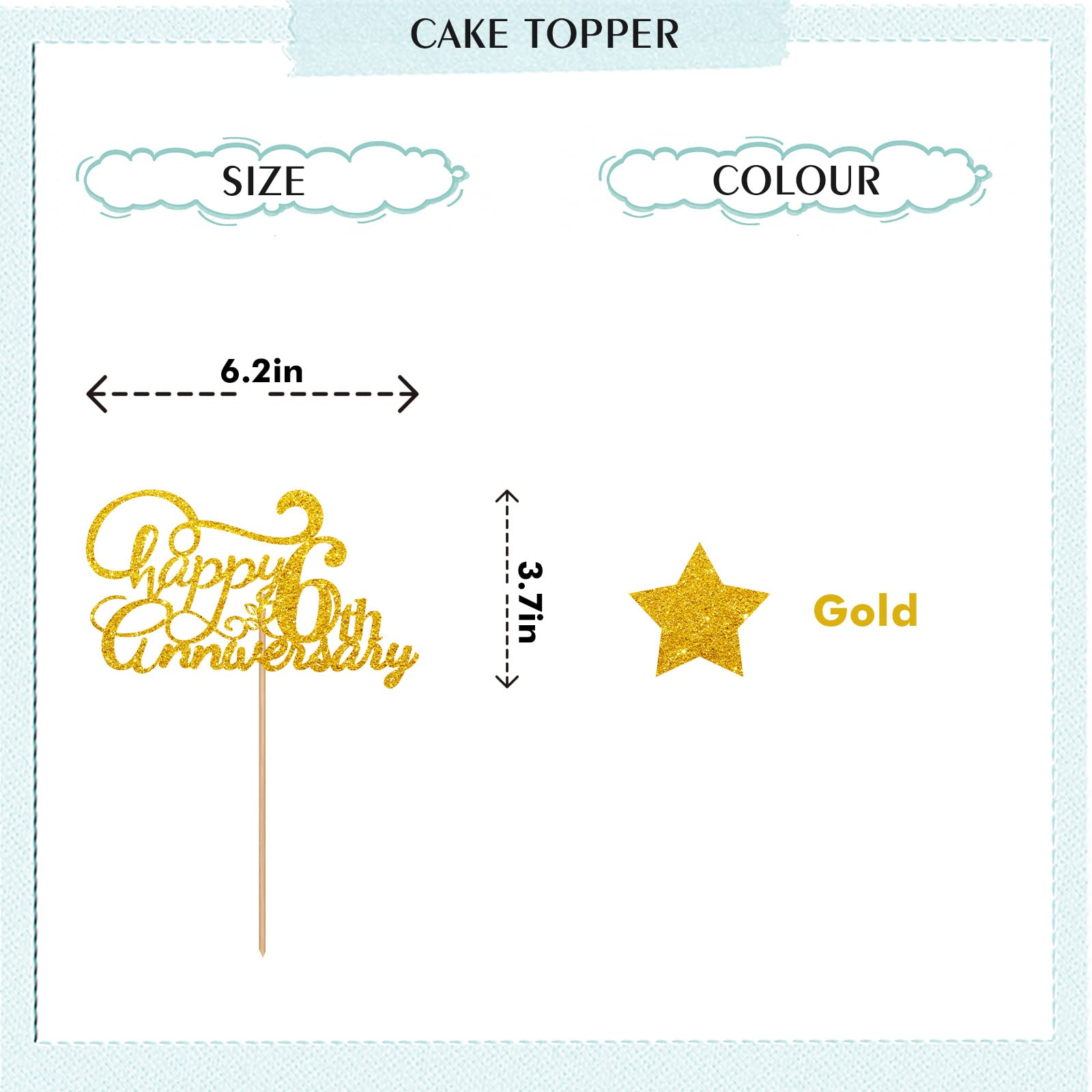 Party Maker. TOPPER PARA PASTEL HAPPY BIRTHDAY DORADO