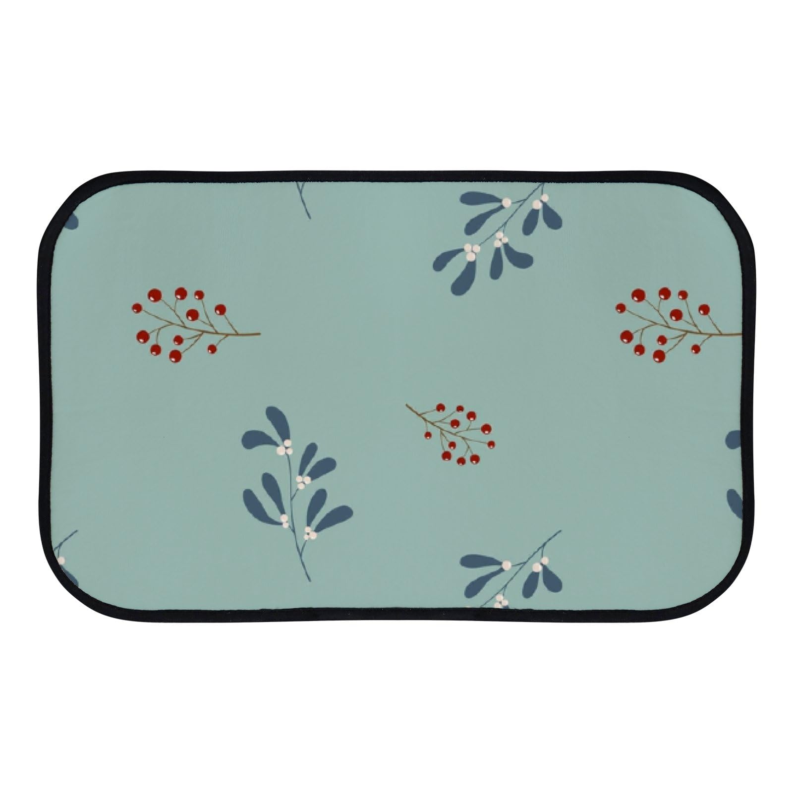 Nuansexi Bathroom Rugs Christmas Plants Green Floor Mats Non Slip Bathmat Doormat Tub Mat Coral Velvet Absorbent Entrance Carpet Mats Machine Washable Bedroom Decor