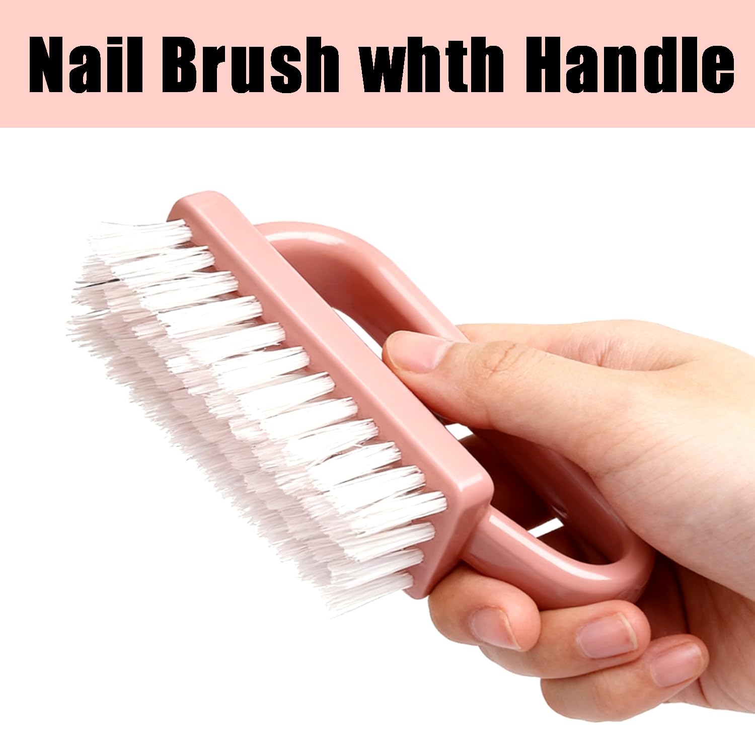 3 PCS Spazzola Per Unghie, Maniglia Grip Pennello per Unghie, Lavaggio di Mani Spazzolino per Unghie Per Pulizia E Pulizia Delle Unghie, Pennelli per Pedicure(Pink)