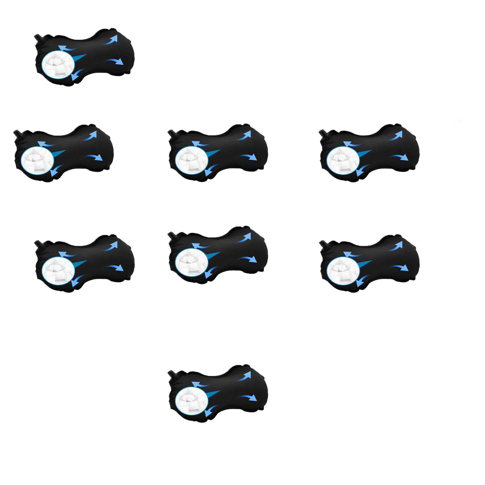 SEYAMIO Inflatable Lumbar Pillow for Airplane Travel, Office Chair & Car - Self-Inflating Back Support Cushion for Long Flights, Commuting & Work - Portable Neck & Spine Pain Relief,Blakc,8Pack