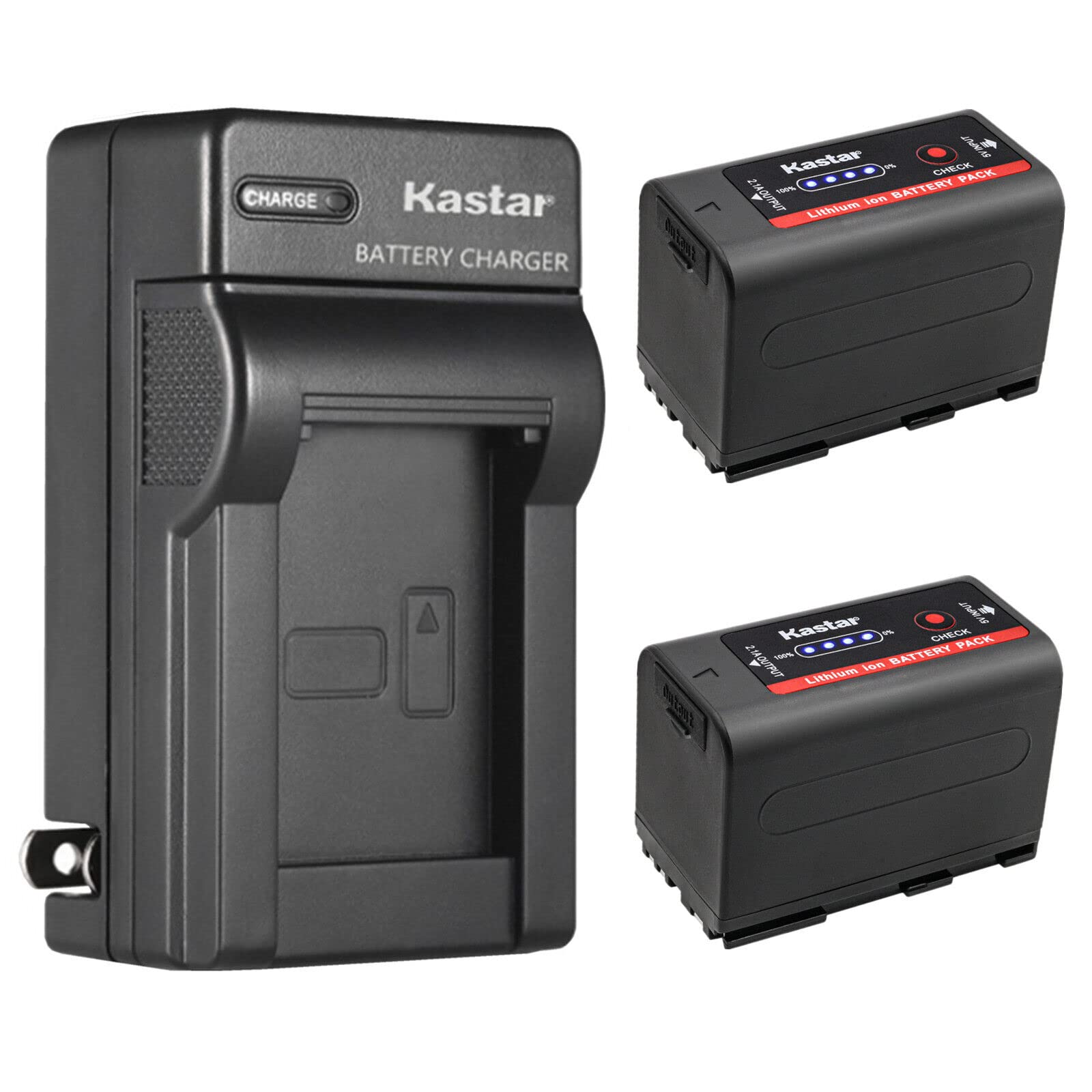 Kastar 2-Pack BP-950G Pro Battery and AC Wall Charger Replacement for Canon E65AS EOS C100 EOS C100 Mark II EOS C300 EOS C300 PL EOS C500 EOS C500 PL ES50 ES55 ES60 ES65 ES75 ES300V ES410V Camera