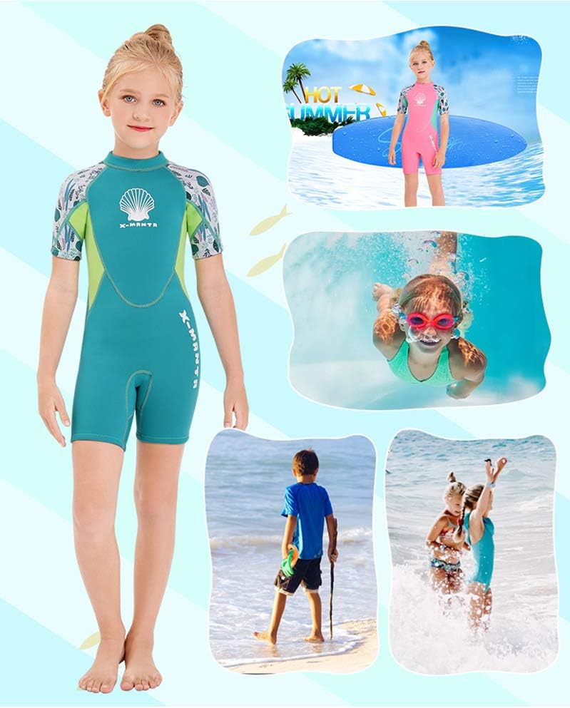 Wetsuit Kids Shorty Neoprene Thermal Diving Swimsuit 2.5MM for Girls Boys Youth Teen Toddler Child, One Piece Children Rash Guard Swimming Suit UV Protection Sunsuit for Surfing : Sports & Outdoors