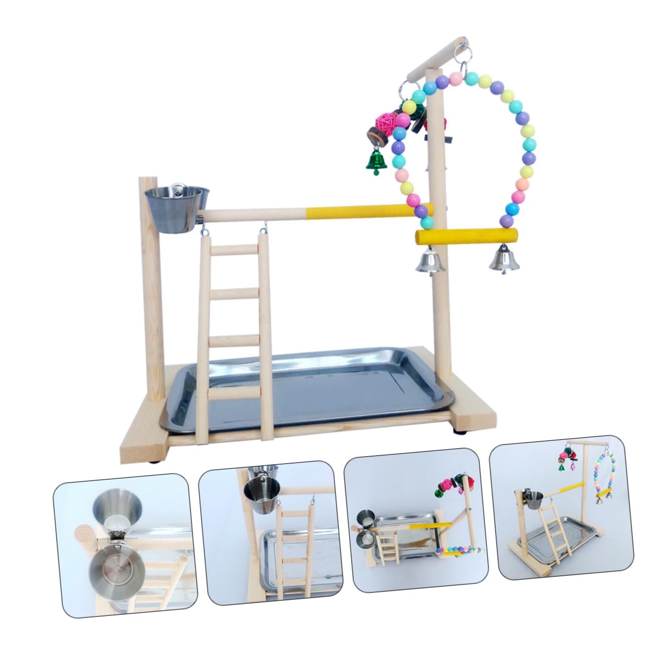 Happyyami 1set Parrot Play Stand Toy Struttura Per Uccelli Supporto Per Addestramento Interazione e Gioco Per Pappagalli e Uccelli Di Piccole Facile Da Installare Colori Variabili