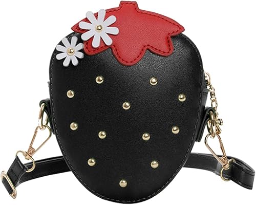 RONGTENG Strawberry Shape Purse with Rivets Shoulder Crossbody Bag Handbag Clutch Fruit Shaped Wallet