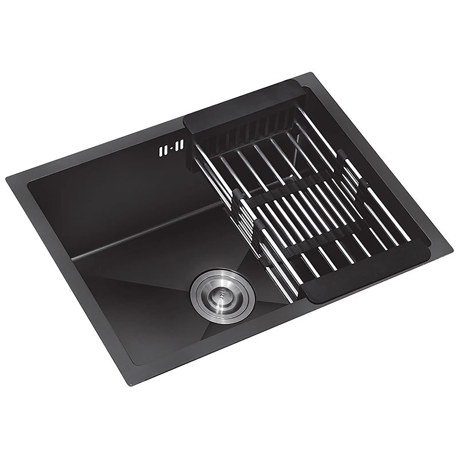Évier cuisine 1 bac inox 38x30cm compact avec vidange intégrée