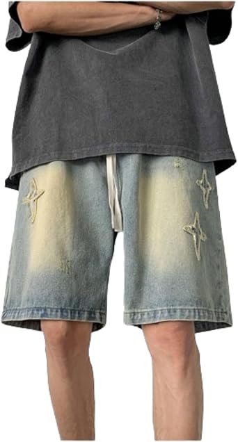 Streetwear Jorts Shorts Baggy Jorts Star Jorts Elastic Waist Shorts Y2k Oversized Jorts Jean Shorts Y2k