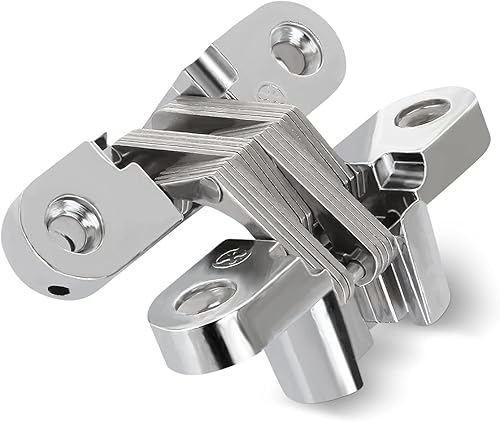 Miniatura 6 de Paquete de 4 bisagras ocultas invisibles para puerta de gabinete, bisagra de puerta oculta de aleación de zinc bisagras oscilantes de 180 grados