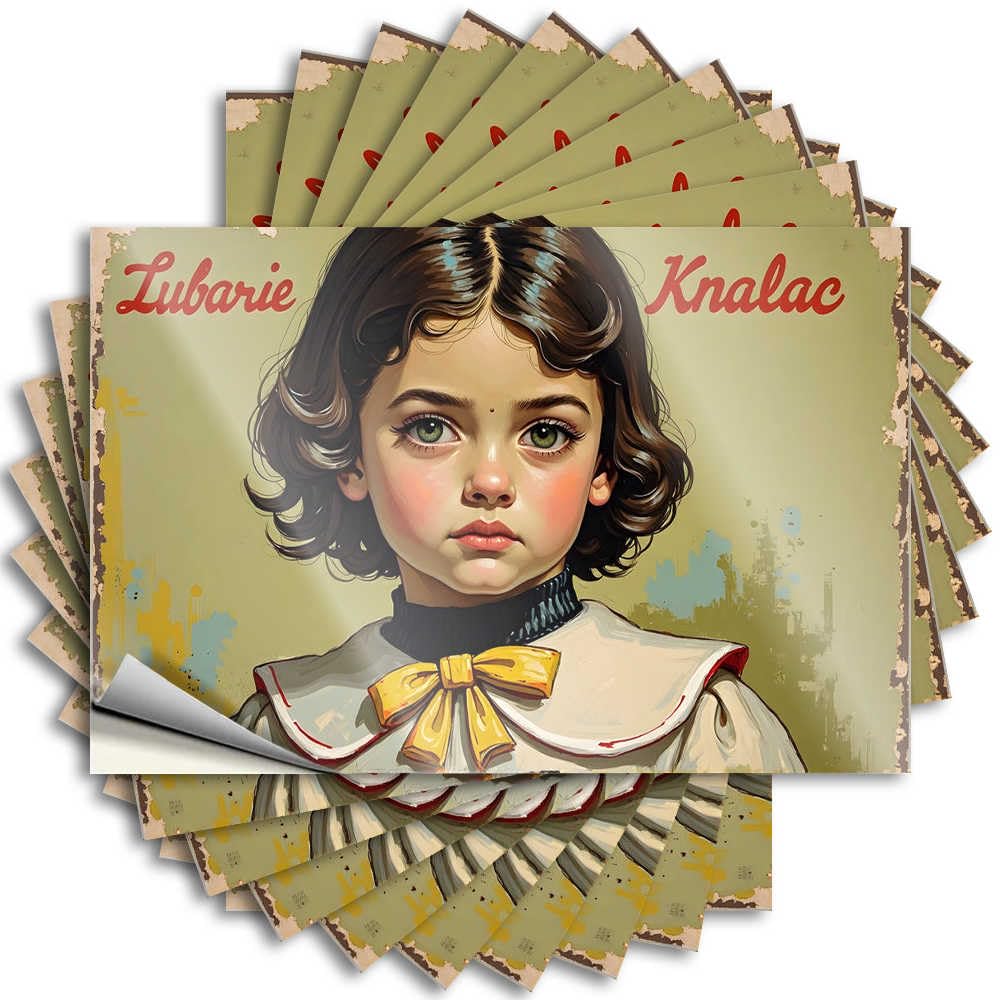 Tattoo Tall Farmhouse Front Porch Decor Helmet Vintage Poster: Lubarie Knalac with Elegant Child in Bow Tie - No Residue Decals for Tiki(12X18CM)